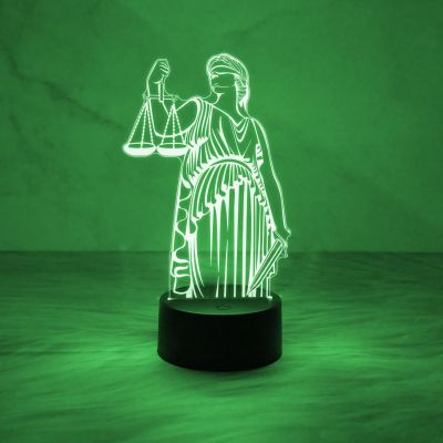 3D Illusion Lady Justice Statue Led Light | Lawyer Office Decor Night Light | Gift for Lawyer & Advocate | 7 Color Changing Light with USB Powered